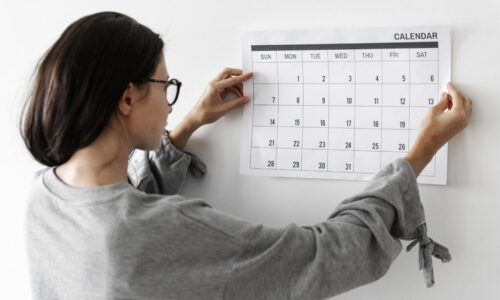 Woman checking the calendar